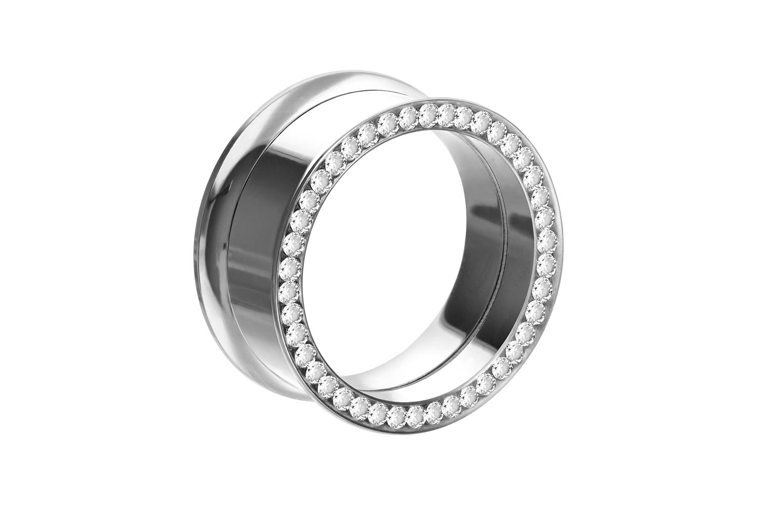 Chirurgenstahl Double Flared Tunnel KRISTALLRAND ++SALE++ von Piercingline